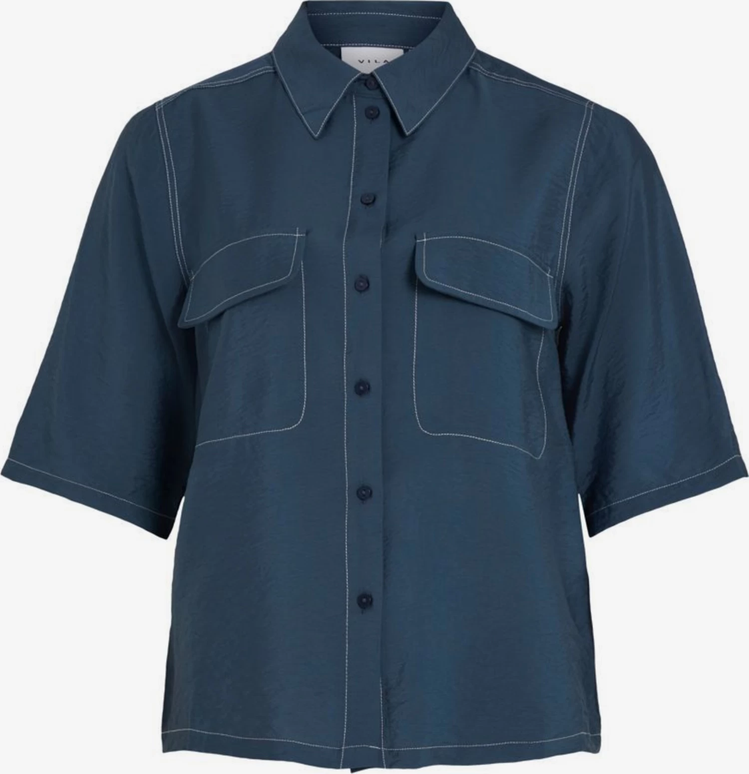 Vila Overhemden Blouse Dames Donkerblauw 3 Vila Overhemden Blouse Dames Donkerblauw