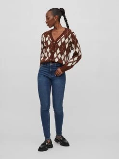 Vila Vesten Gebreid Vest Lina Dames Cognac / Donkerbruin -Vila 4268e98609967be730d79c0193f30cf4