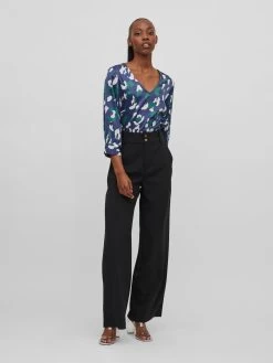 Vila Blouses Met Korte Mouw Blouse Dames Navy -Vila 432ce450a670d1b4eba9ea4de853863a