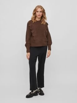 Vila Fijngebreide Truien Trui Dames Bruin -Vila 44fa56fa3e8fc5f1136fe5eda3935e82