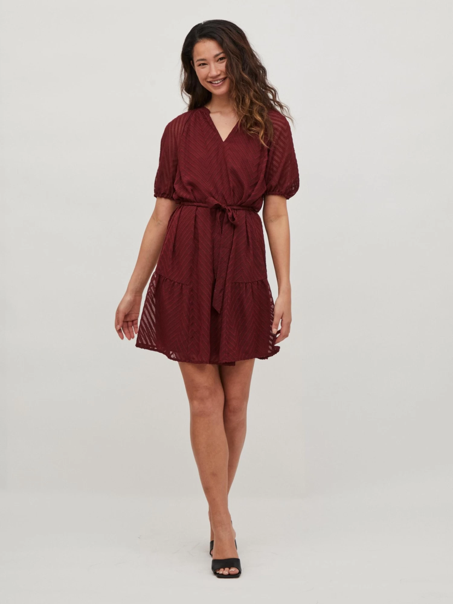 Vila Zomerjurken Zomerjurk Michelle Dames Karmijnrood 5 Vila Zomerjurken Zomerjurk Michelle Dames Karmijnrood - Afbeelding 3