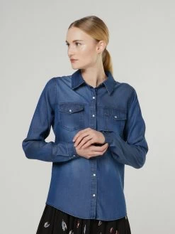 Vila Spijkerblouses Blouse Bista Dames Blauw -Vila 45aeed54a7eaf2caf243309b9474e7cb