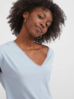 Vila T-shirts Shirt Dames Lichtblauw -Vila 46234597064205b270a02ae9ac671fa1