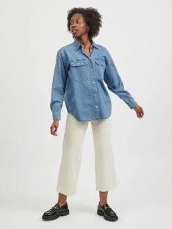 Vila Spijkerblouses Blouse Ninas Dames Blauw -Vila 4a9b14ff82b65b3845c48daff1669ddd