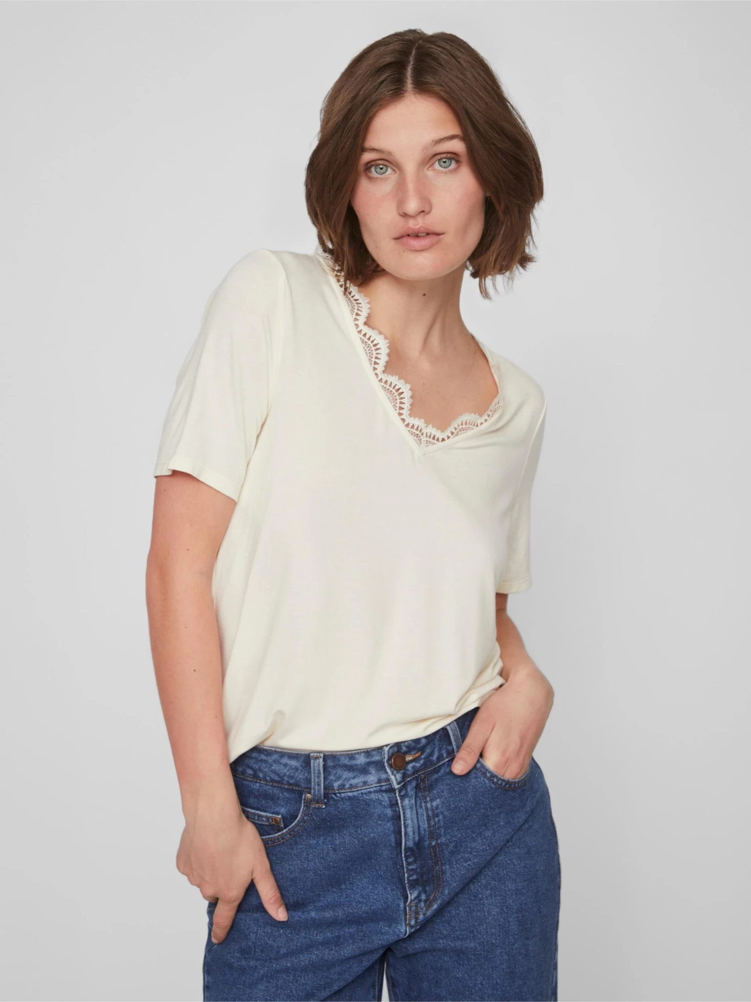 Vila Kanten Blouses Blouse SASSI Dames Ecru 5 Vila Kanten Blouses Blouse SASSI Dames Ecru - Afbeelding 3