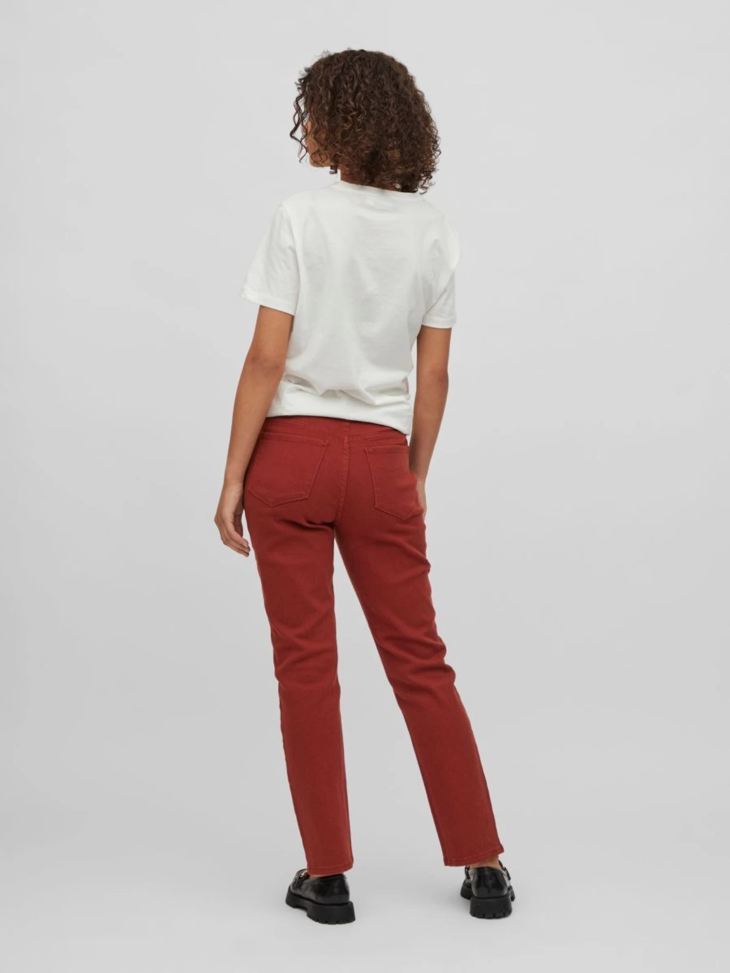 Vila Straight Regular Jeans Stray Dames Roestrood 7 Vila Straight Regular Jeans Stray Dames Roestrood - Afbeelding 5