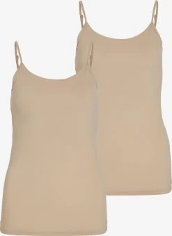 Vila Spaghetti Tops Top Dames Donkerbeige