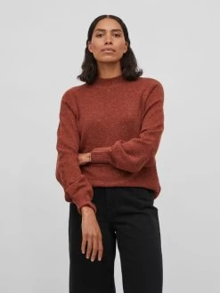 Vila Fijngebreide Truien Trui Dames Roestrood -Vila 5329ea254276ce3b8985d936dec81060