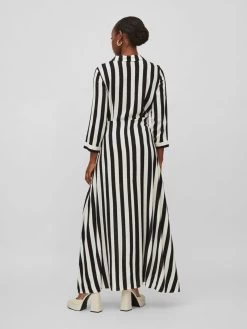 Vila Maxi Jurken Jurk Dames Zwart / Wit -Vila 5388356181db13a9e490489d9a263cdf