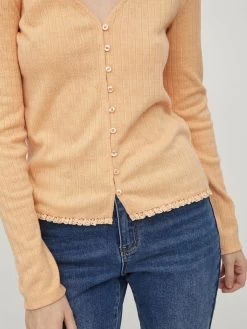 Vila Vesten Gebreid Vest Dames Abrikoos -Vila 54bdcfb0ded096cf29522fe7cf190710