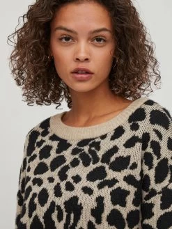 Vila Fijngebreide Truien Trui Ril Dames Beige Gemêleerd -Vila 561db7365c0472cb9df2a7cc1d1ca5cf