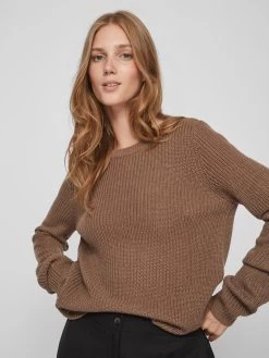 Vila Basic Truien Trui Lou Dames Bruin -Vila 57c40a76955ca2716cb28a9d0e5edbee