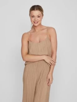 Vila Spaghetti Tops Top PLISA Dames Lichtbeige -Vila 5a626da5c51e4dc69cf305c4a05f9eb1