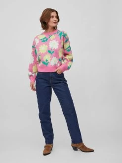 Vila Fijngebreide Truien Trui Dames Pink -Vila 5ab780ea00a2466c463f1e49e23bd405