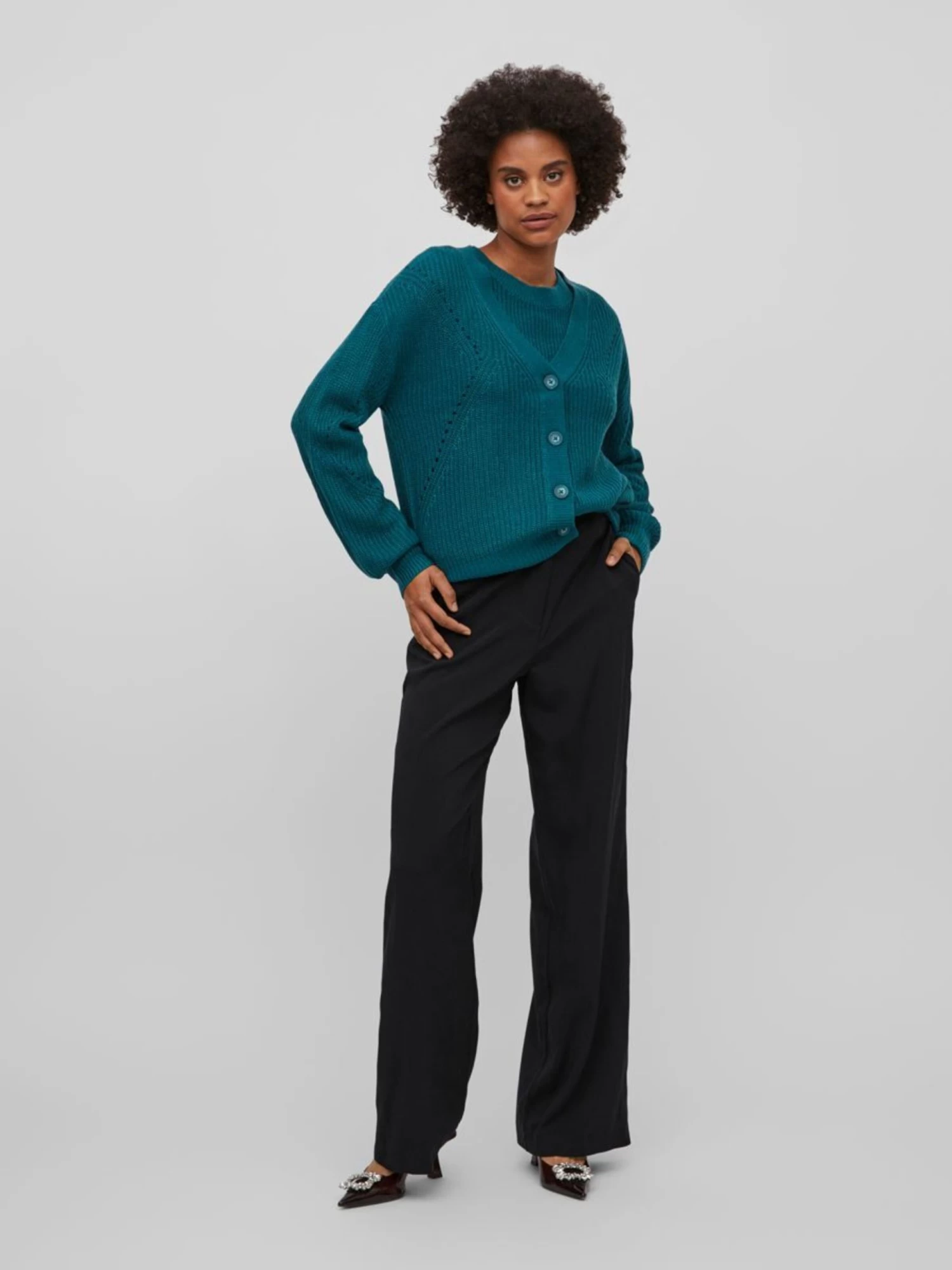 Vila Vesten Gebreid Vest Dames Blauw 7 Vila Vesten Gebreid Vest Dames Blauw - Afbeelding 5