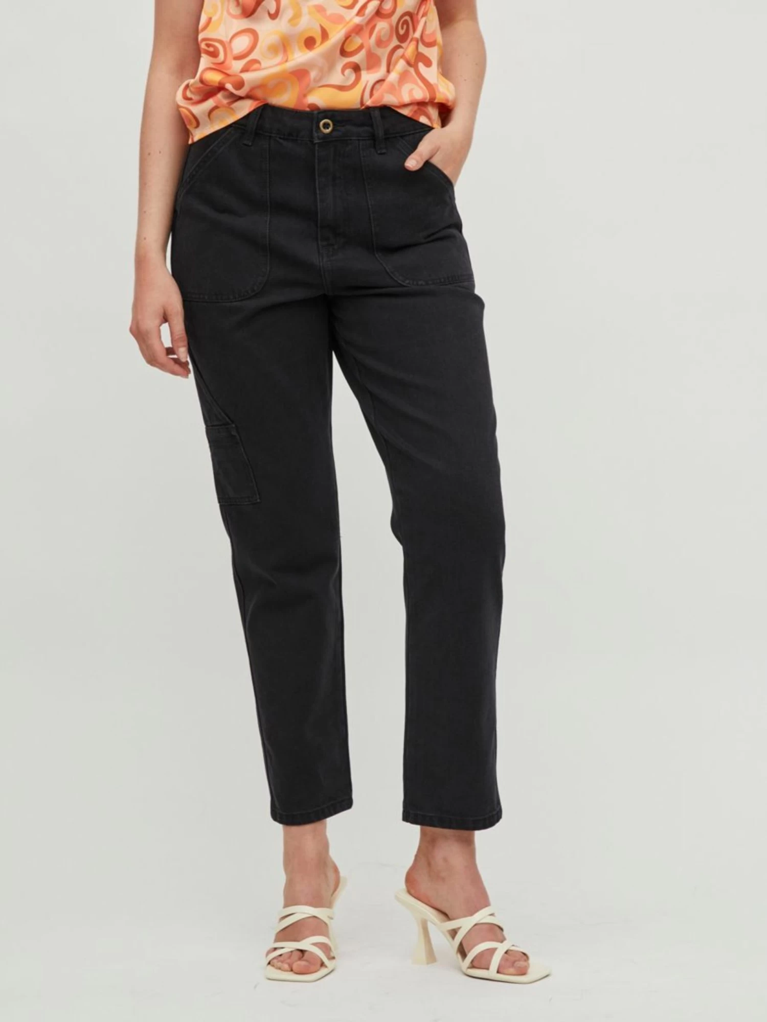 Vila Straight Regular Jeans Dames Zwart 5 Vila Straight Regular Jeans Dames Zwart - Afbeelding 3