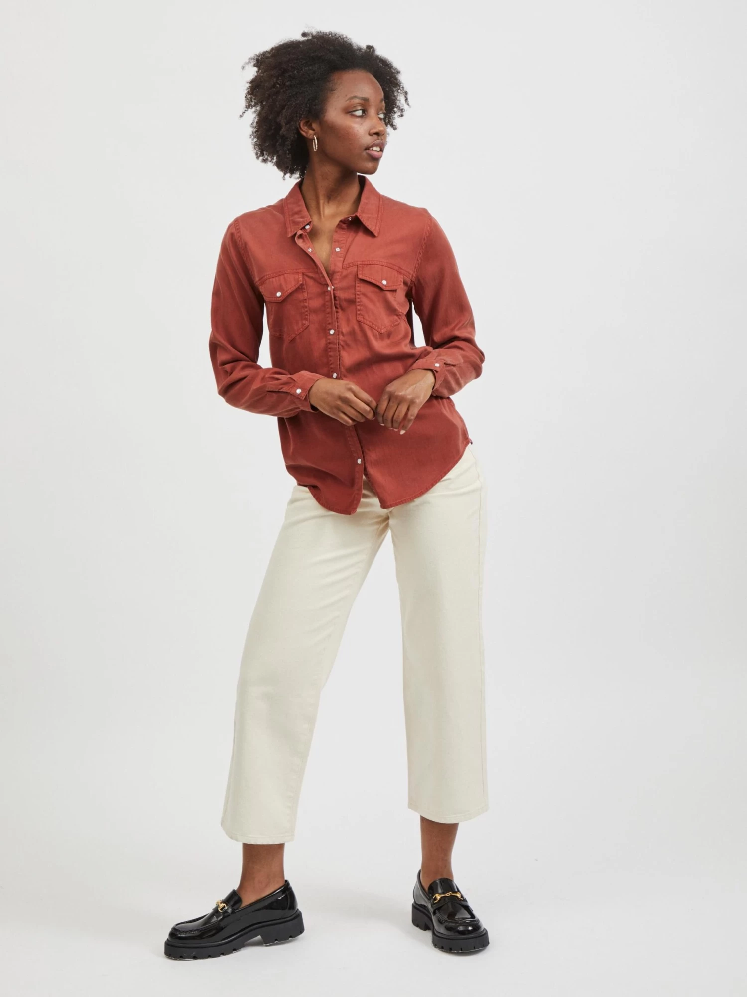 Vila Spijkerblouses Blouse Bista Dames Roestrood 7 Vila Spijkerblouses Blouse Bista Dames Roestrood - Afbeelding 5