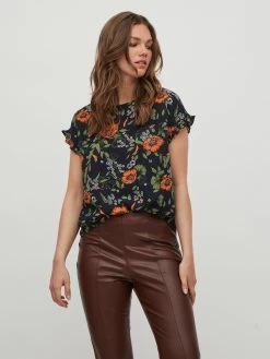 Vila Blouses Met Korte Mouw Blouse Cilly Dames Donkerblauw -Vila 5d2abb8ce9a714af201c02471864bcd4