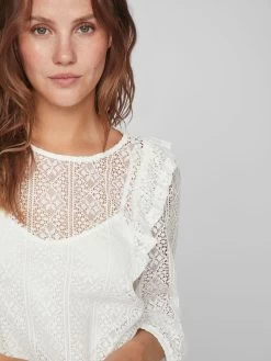 Vila Kanten Blouses Blouse NESA Dames Natuurwit -Vila 5dc601a69c2e8603de99f57878d42639