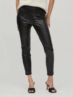 Vila Leren Broeken Slimfit Leggings Cordelia Dames Zwart -Vila 5e100231e1910ecb395d32c625ecbe06
