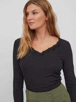 Vila Longsleeves Shirt Zetty Dames Zwart -Vila 62693cc434ed4b36aa0e12201f5053c9