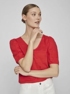 Vila T-shirts Shirt Dames Rood -Vila 631d200e98666f5f1f26f17ee483b040