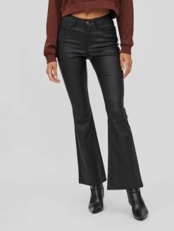 Vila Leren Broeken Flared Broek Flair Dames Zwart -Vila 63d2d2d861799ab39bf48cf043be7912