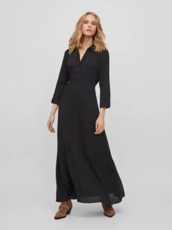 Vila Maxi Jurken Jurk Dames Zwart -Vila 67450ca963a6f6a9d64822af025b1d40
