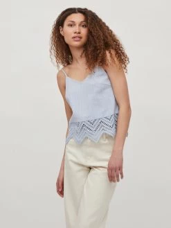 Vila Spaghetti Tops Top Clio Dames Pastelblauw -Vila 67ab3c040392f3ef67fda59ae6e06864