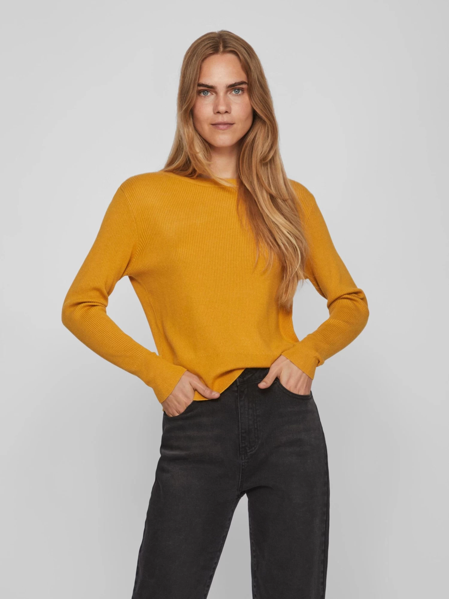 Vila Basic Truien Trui Comfy Dames Safraan 5 Vila Basic Truien Trui Comfy Dames Safraan - Afbeelding 3