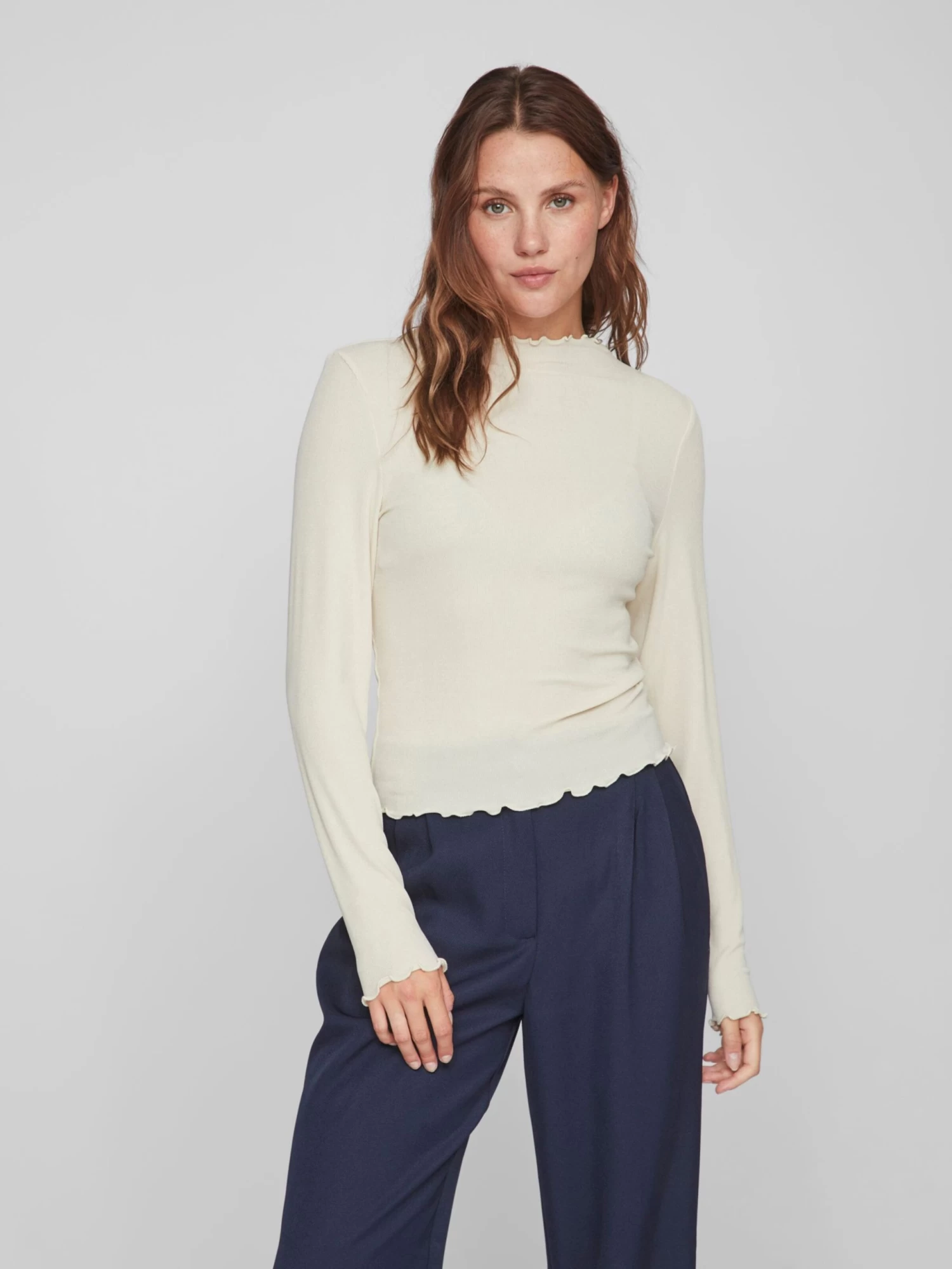 Vila Longsleeves Shirt Dames Beige 5 Vila Longsleeves Shirt Dames Beige - Afbeelding 3