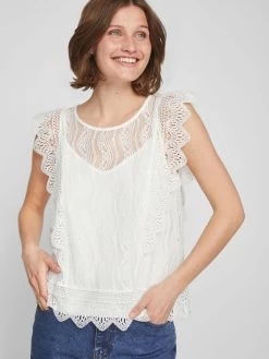 Vila Kanten Tops Top Dames Wit 14 Vila Kanten Tops Top Dames Wit -Vila 6b02a7e14edab66d8507637d5e9e21ff