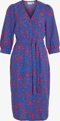 Vila Midi Jurken Jurk Dames Blauw