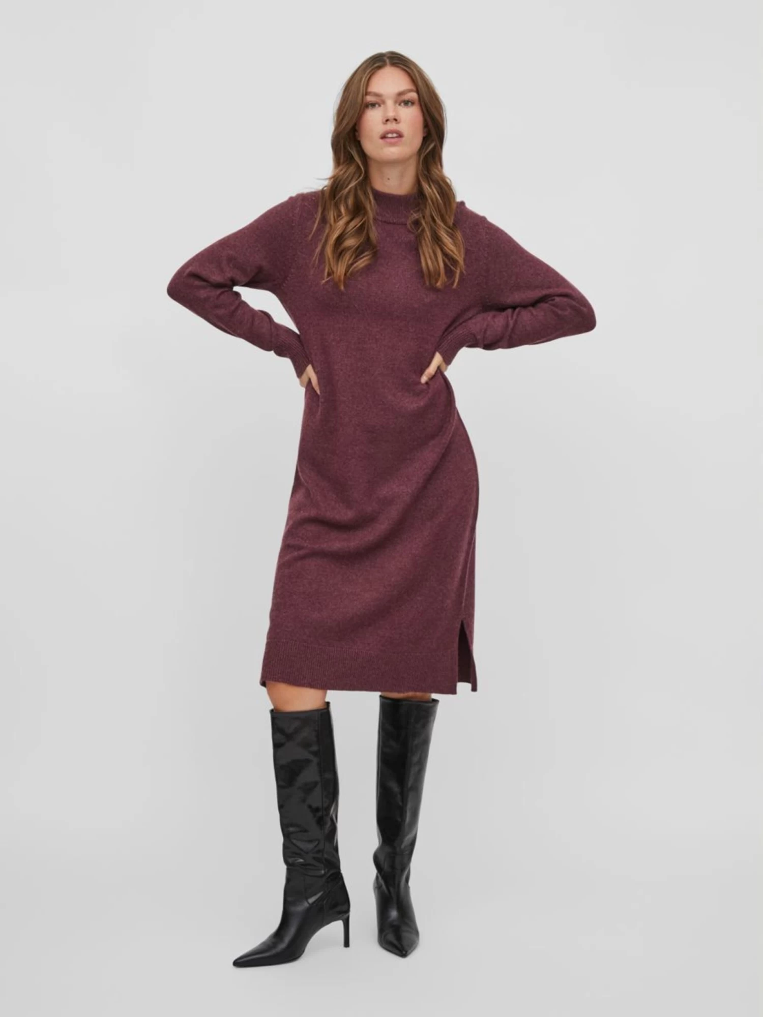 Vila Gebreide Jurken Gebreide Jurk Dames Bessen 7 Vila Gebreide Jurken Gebreide Jurk Dames Bessen - Afbeelding 5