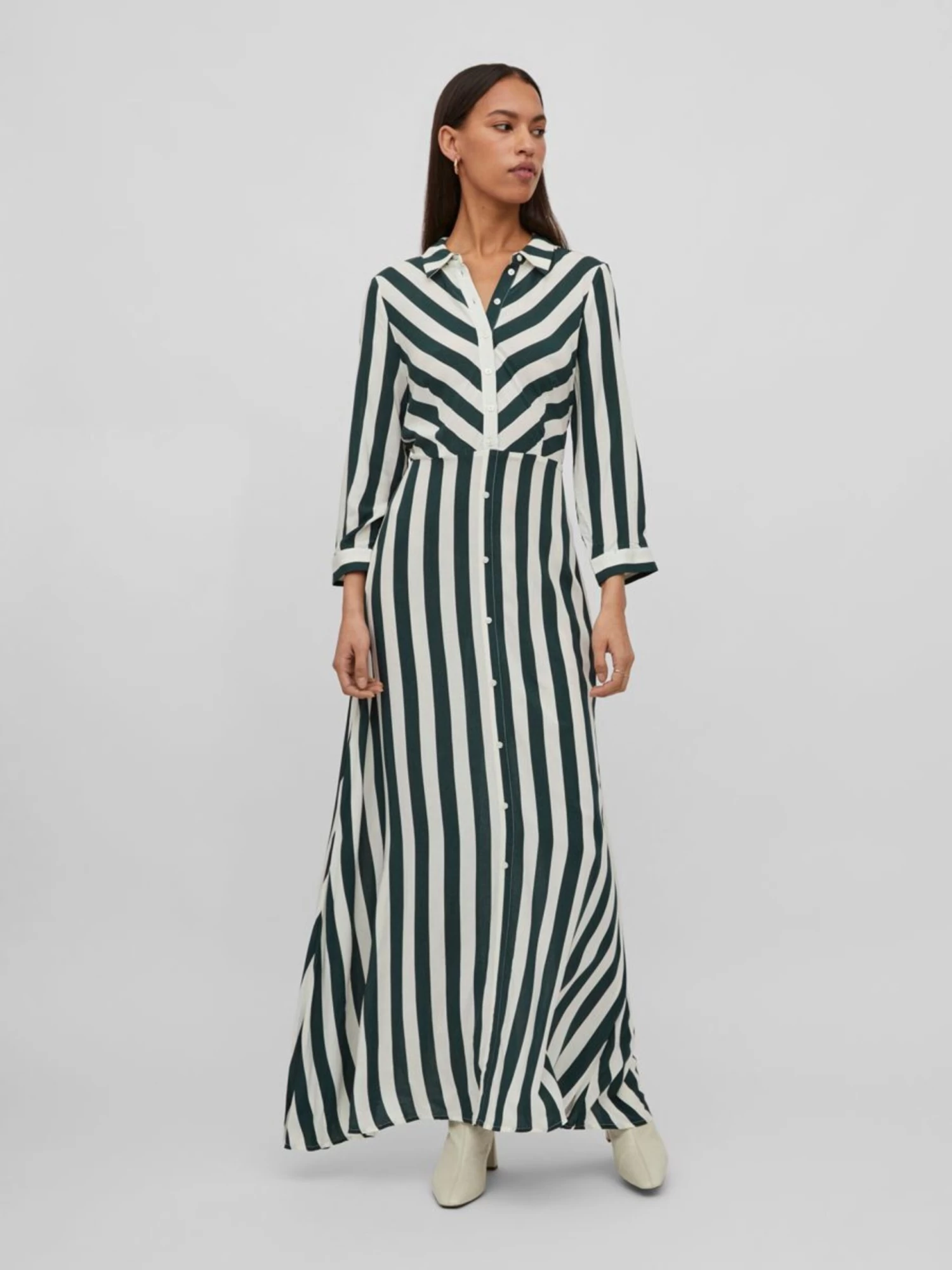 Vila Maxi Jurken Jurk Dames Donkergroen / Wit 6 Vila Maxi Jurken Jurk Dames Donkergroen / Wit - Afbeelding 4