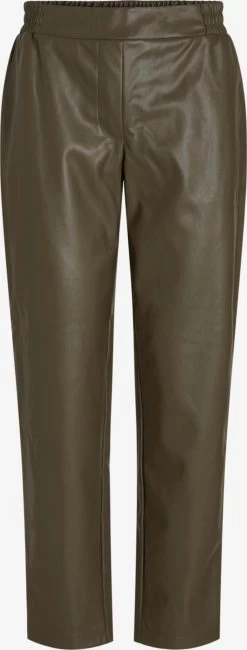 Vila Leren Broeken Loosefit Broek Dagmar Dames Donkergroen