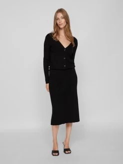 Vila Vesten Gebreid Vest COMFY Dames Zwart -Vila 70bdd271601eddaa31a17da8bf953df6