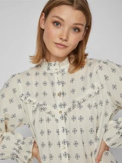 Vila Overhemden Blouse Pilly Dames Ivoor -Vila 723bb43fd3fc4176f1862caa22aab381