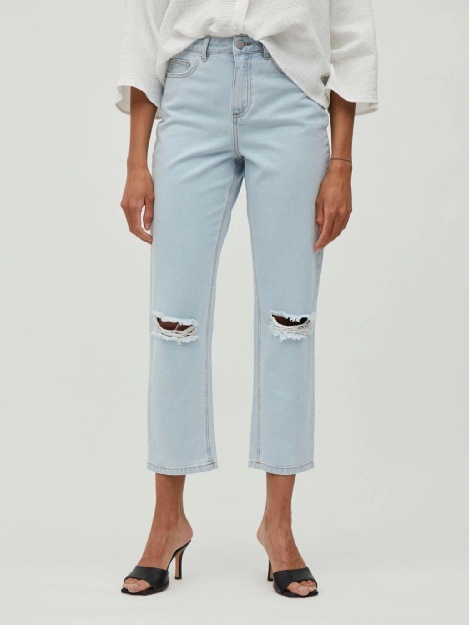 Vila Mom Jeans Loosefit Jeans Dames Lichtblauw 5 Vila Mom Jeans Loosefit Jeans Dames Lichtblauw - Afbeelding 3