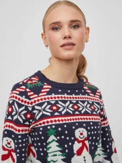 Vila Fijngebreide Truien Trui Anna Dames Nachtblauw -Vila 73a8dbaef9955ad624be0679ad3c5471