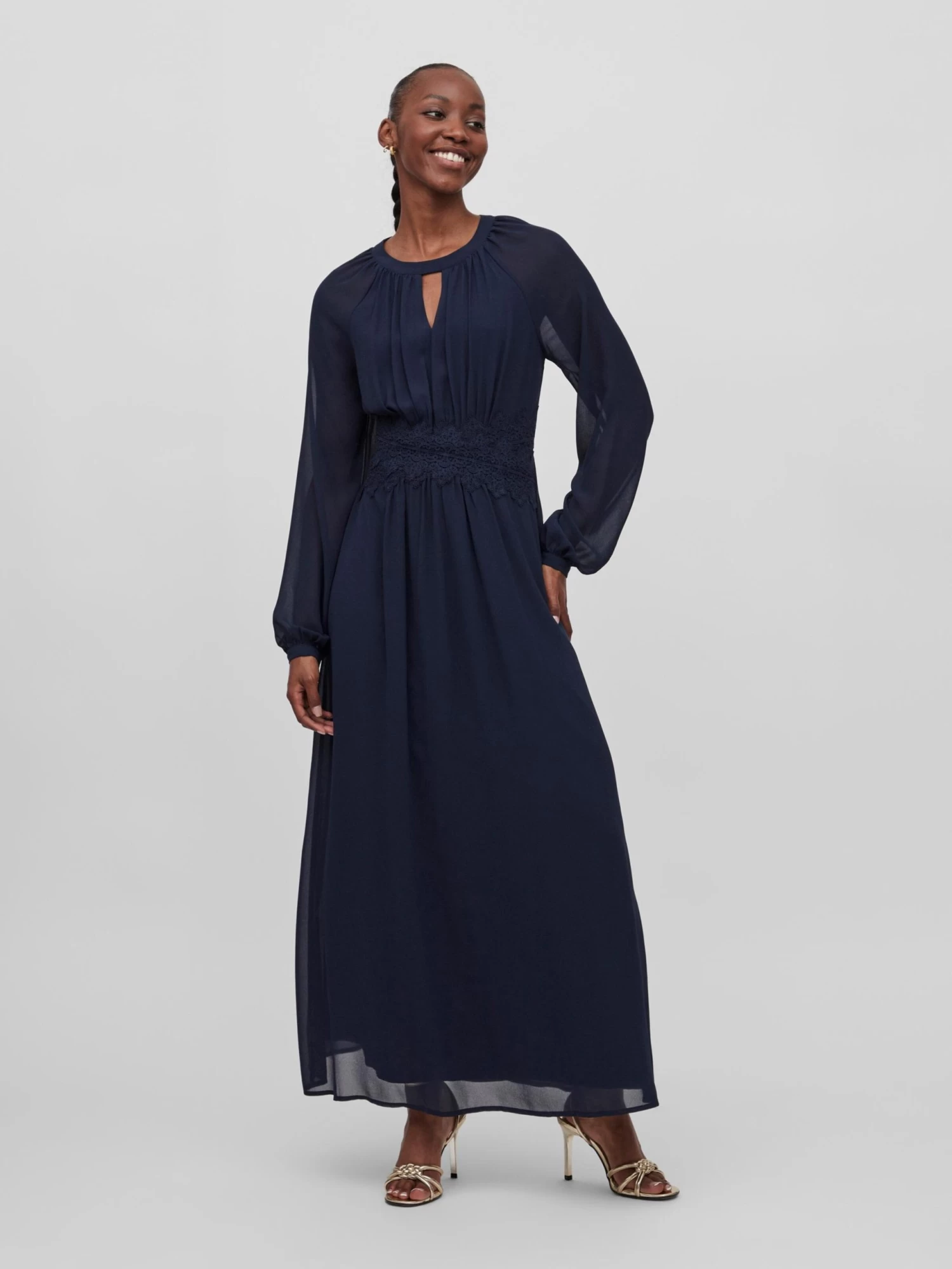 Vila Avondjurken Avondjurk Milina Dames Nachtblauw 5 Vila Avondjurken Avondjurk Milina Dames Nachtblauw - Afbeelding 3