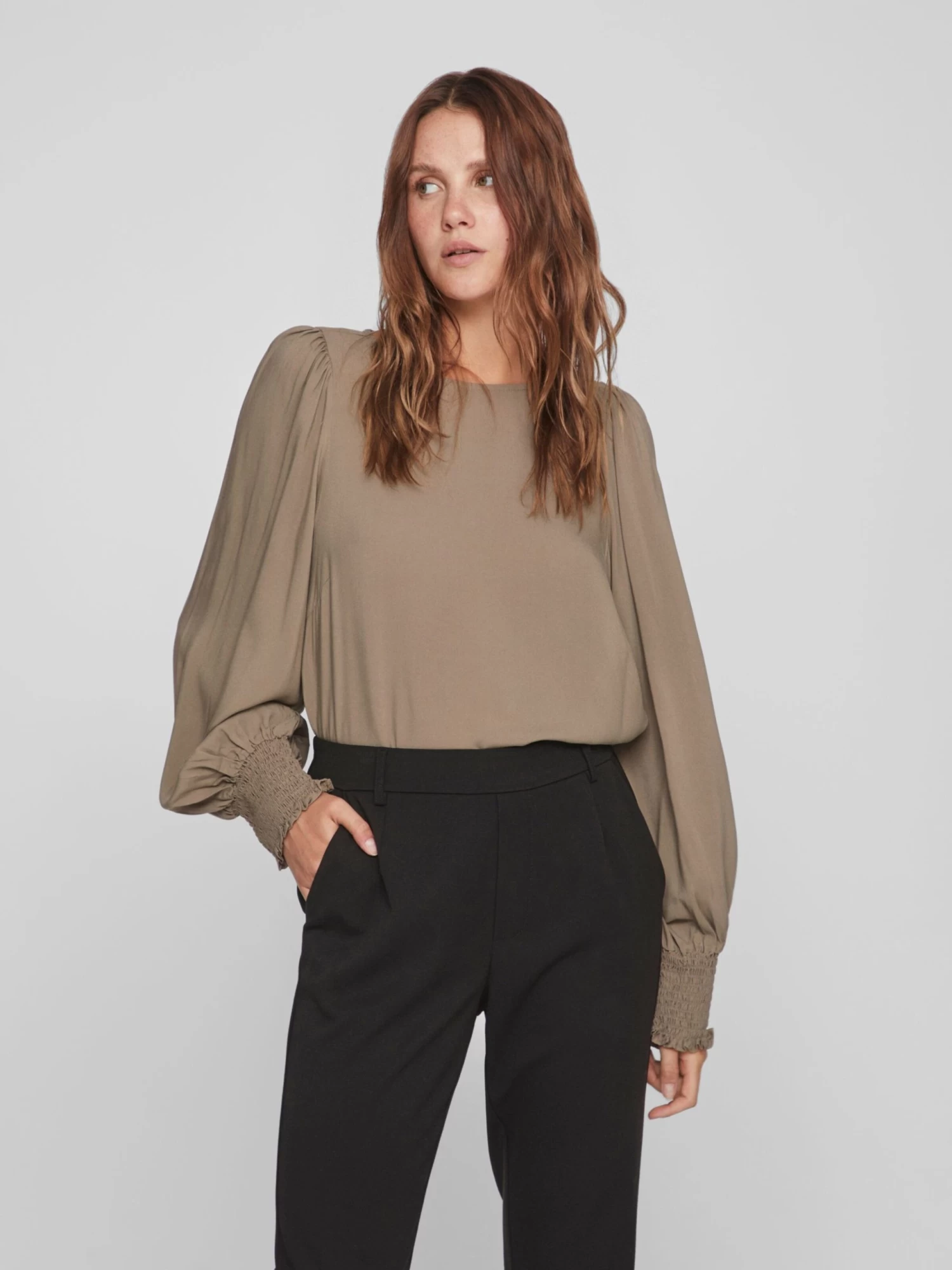 Vila Blouseshirts Blouse Bana Dames Ombergrijs 5 Vila Blouseshirts Blouse Bana Dames Ombergrijs - Afbeelding 3