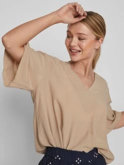 Vila T-shirts Shirt Dames Bruin -Vila 7892f264cb00342a0bf22478bbb42f62