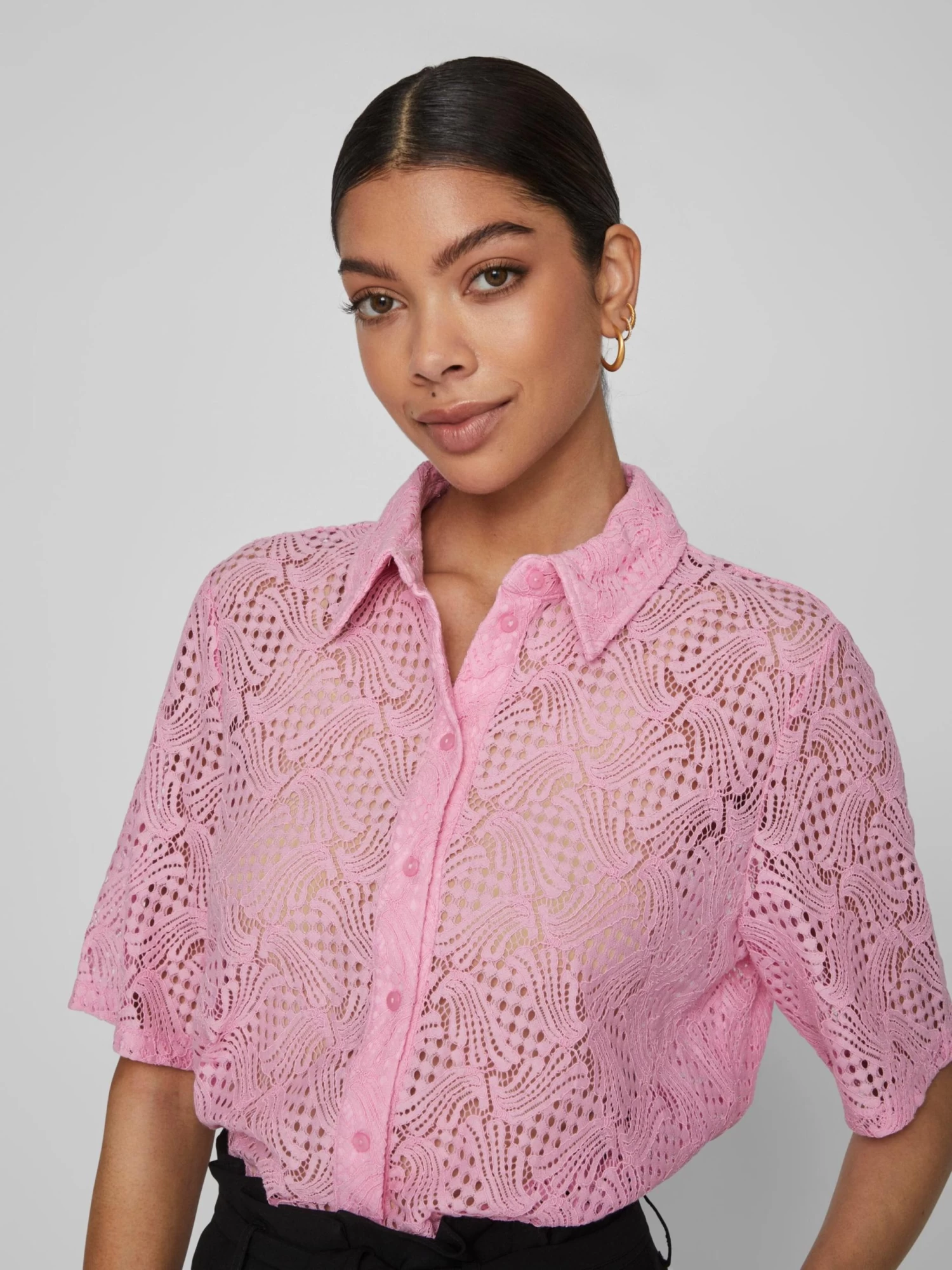Vila Kanten Blouses Blouse Begena Dames Rosa 9 Vila Kanten Blouses Blouse Begena Dames Rosa - Afbeelding 7