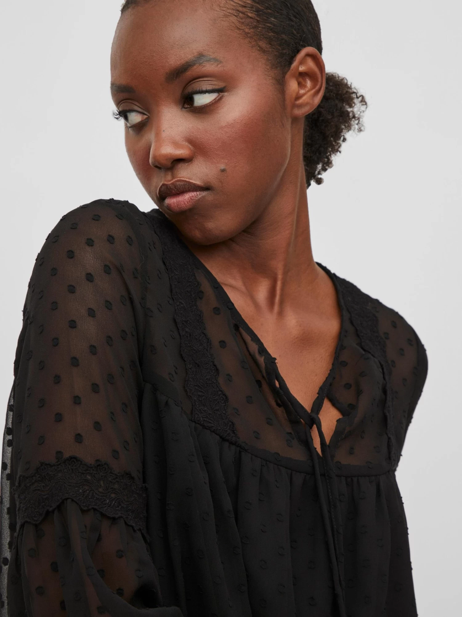 Vila Kanten Blouses Blouse Edee Dames Zwart 8 Vila Kanten Blouses Blouse Edee Dames Zwart - Afbeelding 6