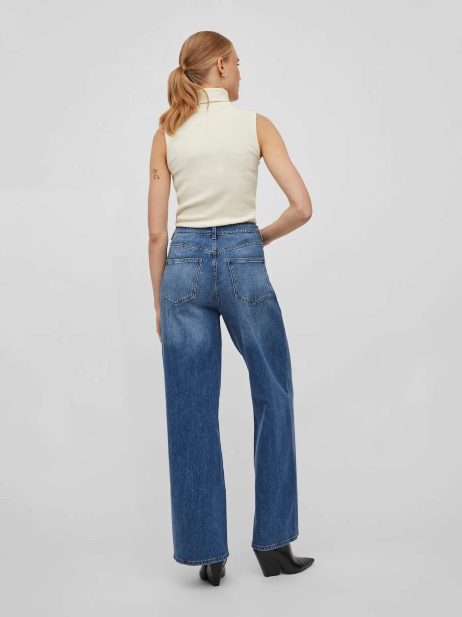 Vila Wide Leg Wide Leg Jeans Dames Blauw 6 Vila Wide Leg Wide Leg Jeans Dames Blauw - Afbeelding 4