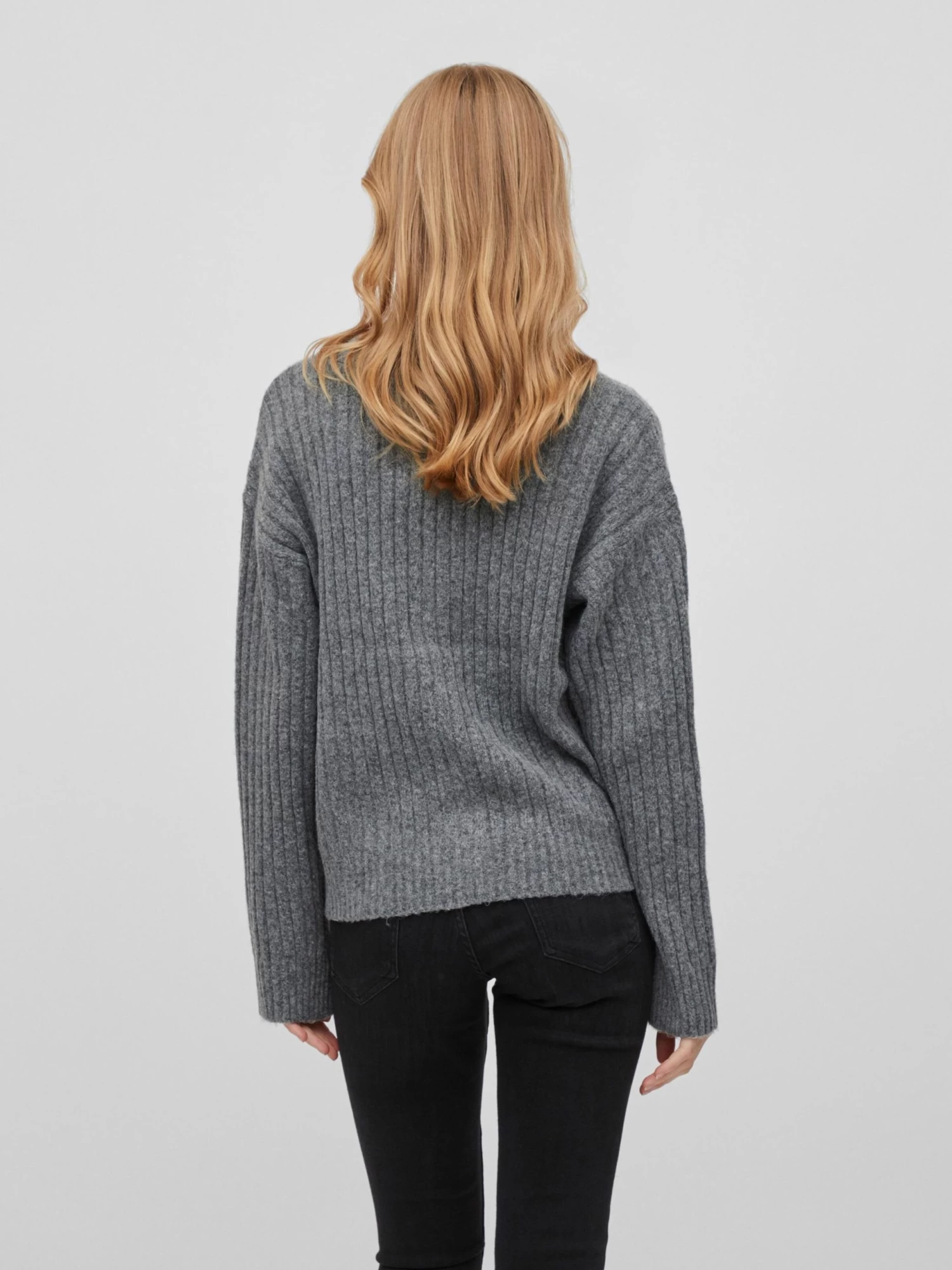 Vila Vesten Gebreid Vest Irina Dames Grijs Gemêleerd 6 Vila Vesten Gebreid Vest Irina Dames Grijs Gemêleerd - Afbeelding 4