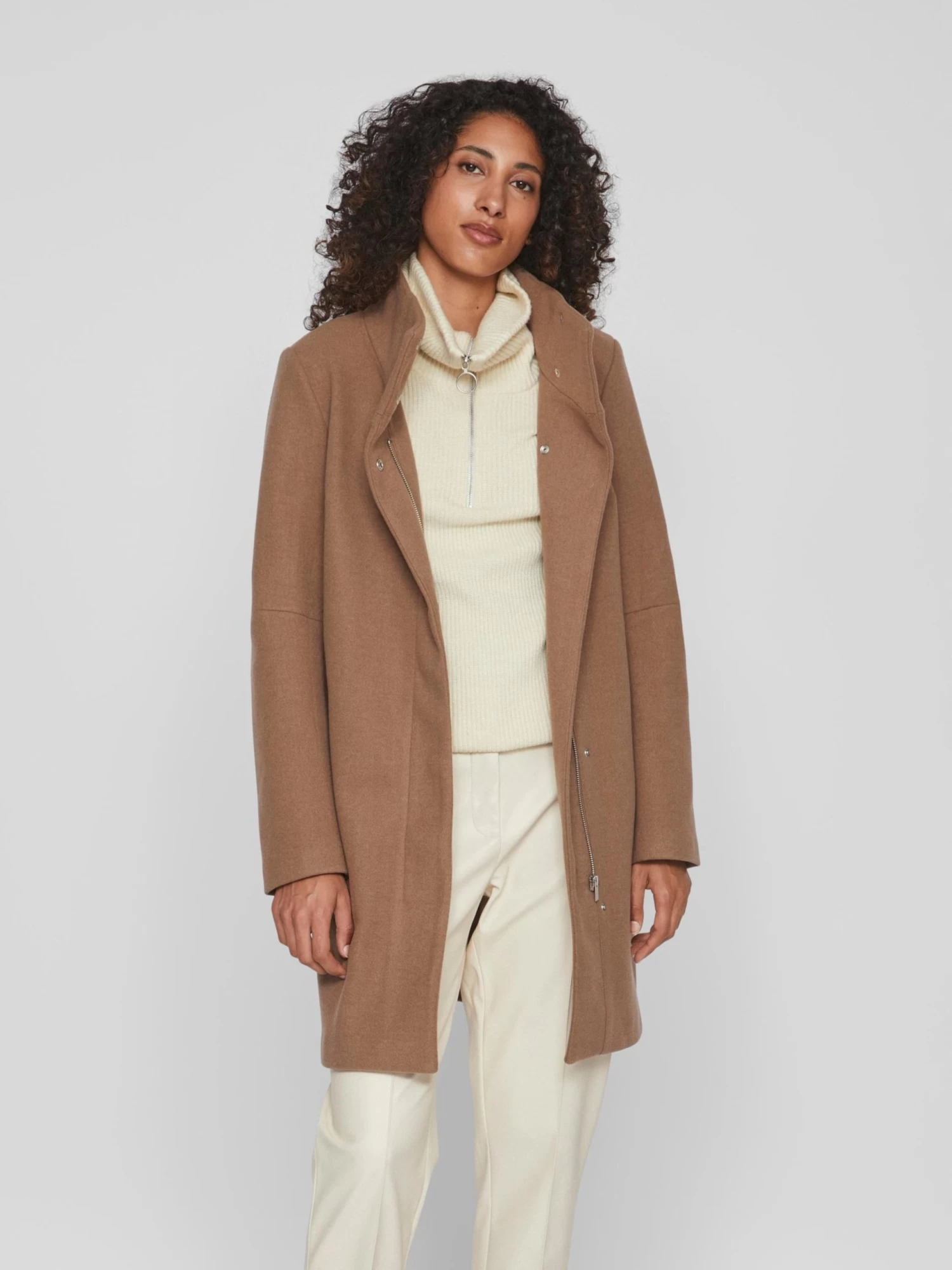 Vila Tussenmantels Tussenmantel Dames Bruin Gemêleerd 8 Vila Tussenmantels Tussenmantel Dames Bruin Gemêleerd - Afbeelding 6