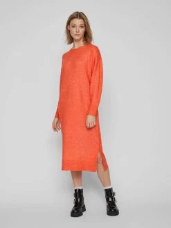 Vila Gebreide Jurken Gebreide Jurk Mathilda Dames Oranje -Vila 7d0544935bcdd4fa88ffd7ca35a5bab6