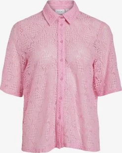 Vila Kanten Blouses Blouse Begena Dames Rosa
